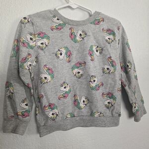 Girls Grey Unicorn Print Sweatshirt